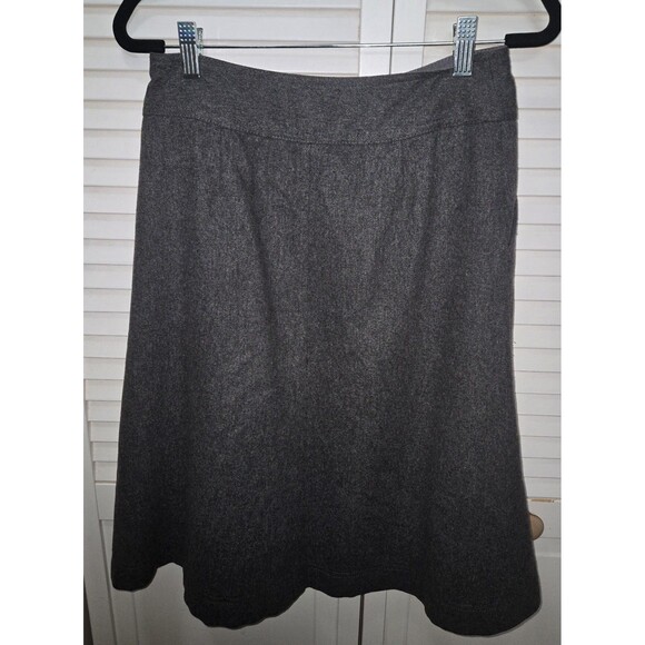 Vintage 90s Banana Republic Wool Grey Button down A-line Midi Skirt Pockets 0 - Picture 2 of 5